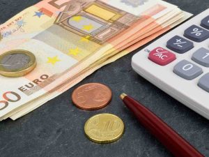 Banconote euro calcolatrice monete