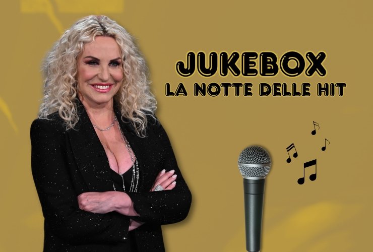 Antonella Clerici, scritta, microfono e note musica