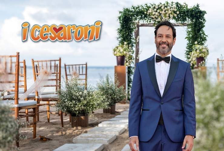 Ambientazione nuziale, Matteo Branciamore e logo I Cesaroni