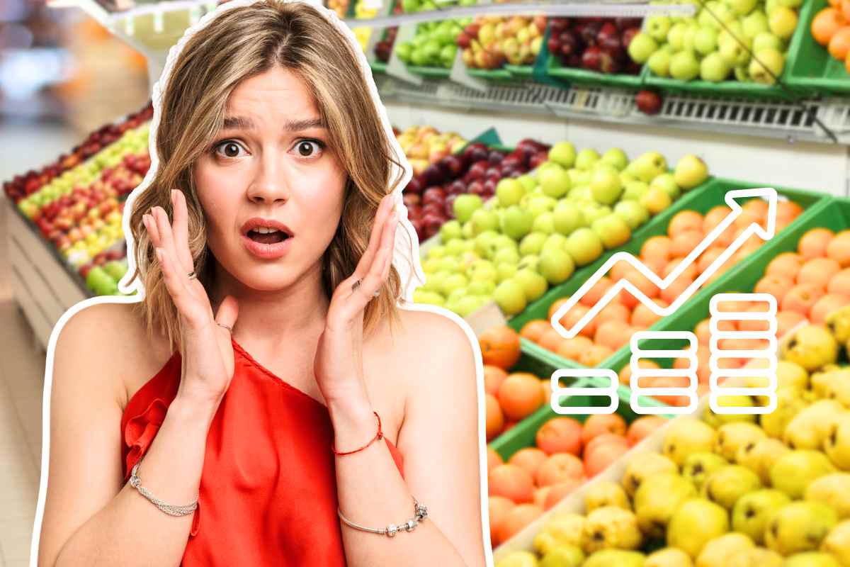 donna choc sfondo frutta supermercato