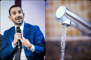 Assessore regionale Piemonte, Matteo Manati e un rubinetto dell'acqua