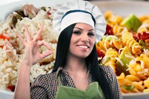 Donna, insalata riso e pasta