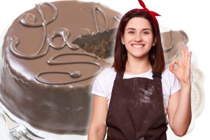 torta al cioccolato e ragazza